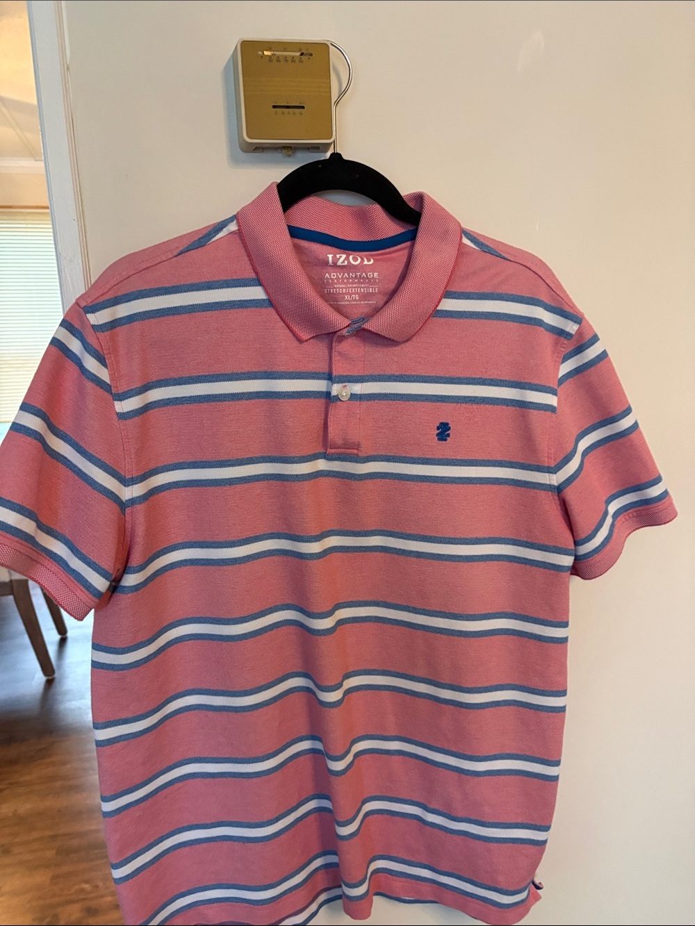 Izod Pink Polo with Blue and White Stripes